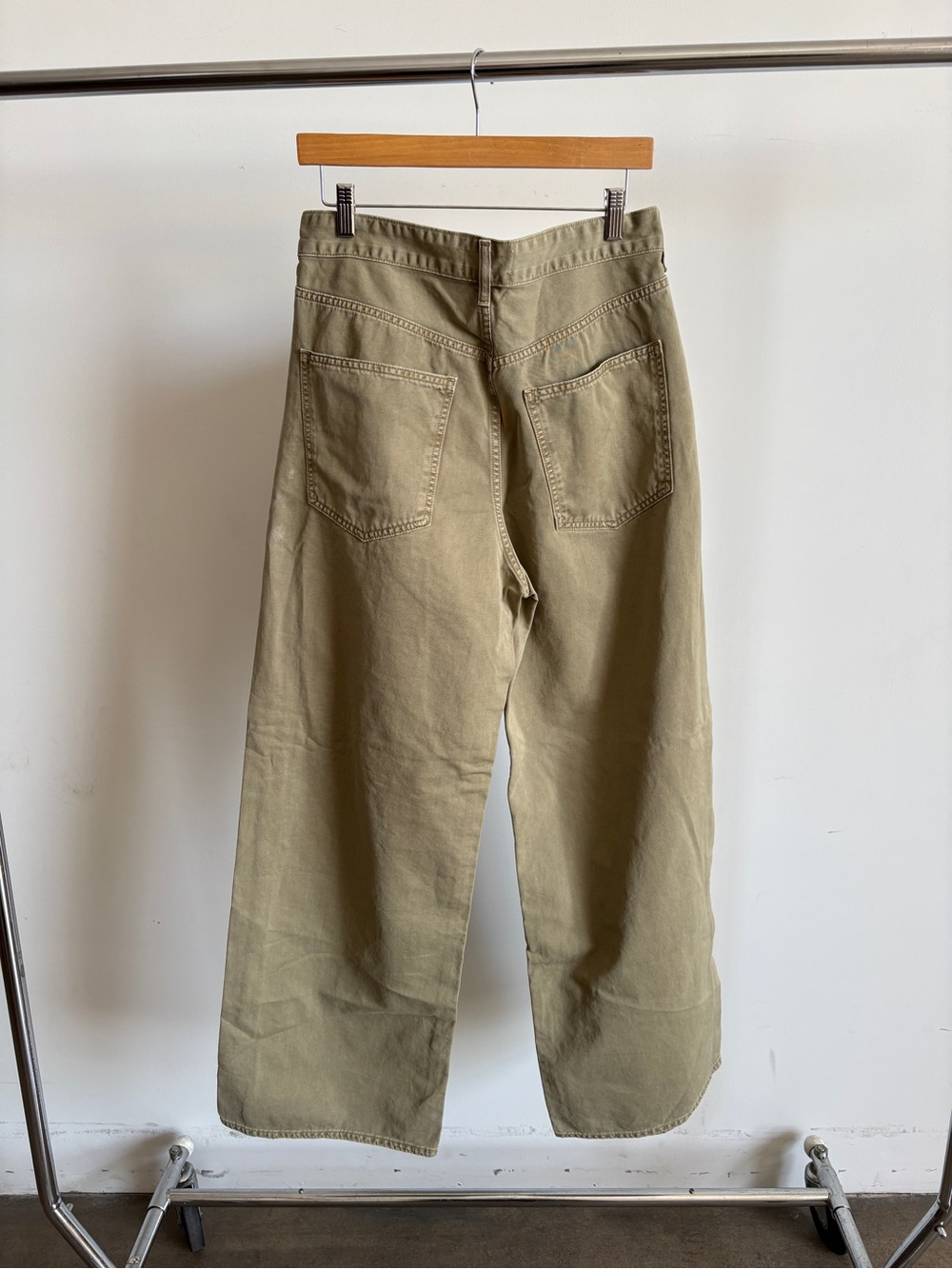 $369 NWOT Agolde “Vana” Fold High-Rise Wide-Leg Pants in Dark Khaki Sz 28 - Picture 9 of 14